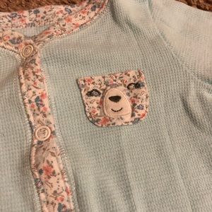 Carter’s floral and baby blue footie pajamas 9 mo